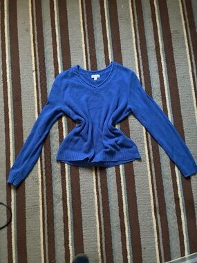 Studio Works Royal Blue V-Neck Knit Top
